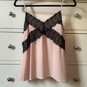 Forever 21 pink & black lace cami size small